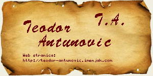 Teodor Antunović vizit kartica